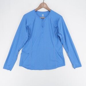 Title Nine Sunbuster Pullover Womens L Blue Heather Half Zip Pockets